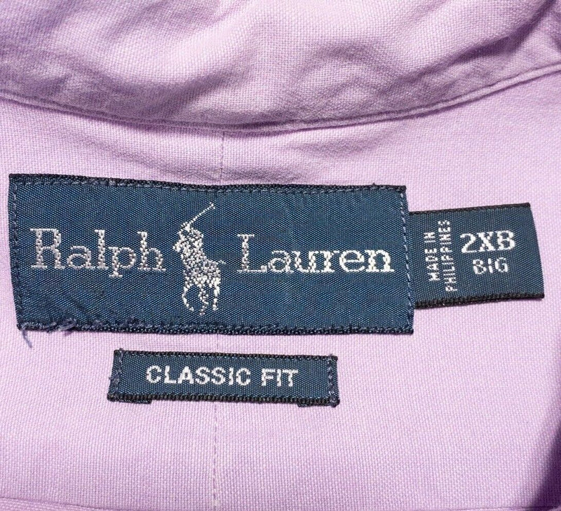 Polo Ralph Lauren 2XB Classic Fit Men's Light Purple Short Sleeve Button-Down