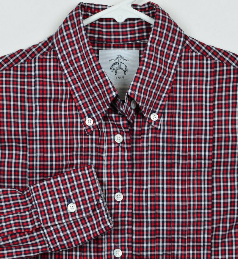 Brooks Brothers Black Fleece Women's BB2 (4) Ruffle Red Plaid Button-Down Shirt