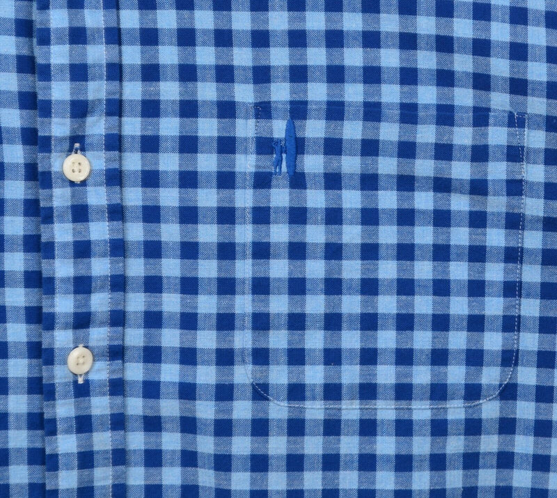 Johnnie-O Men's XL Hangin' Out Blue Plaid Check Surfer Button-Down Flannel Shirt