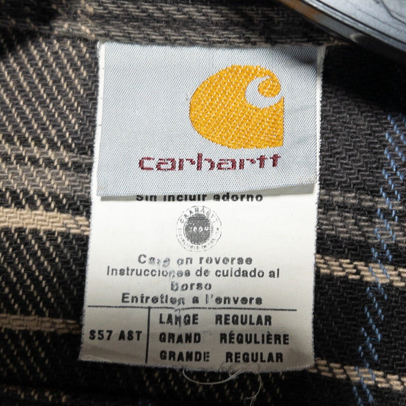 Carhartt Flannel Men Large Shirt Vintage 80s USA Union Brown Plaid Button-Front