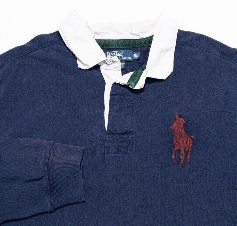 Polo Ralph Lauren 4XLT Rugby Shirt Men's Big Pony Long Sleeve Navy Blue 4XL Tall