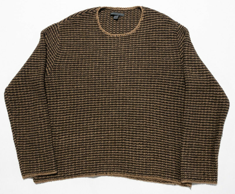 John Varvatos Men's XL 100% Camel Brown Loose Wool Knit Italy Pullover Sweater