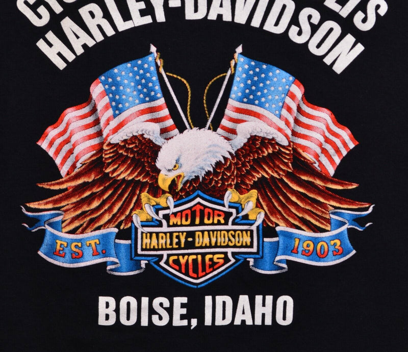 Vtg 80s 3D Emblem Men's Sz Large Harley-Davidson Eagle Flag Black Pocket T-Shirt