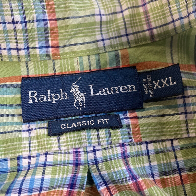 Polo Ralph Lauren Men's 2XL Classic Fit Green Plaid Pony S/S Button-Down Shirt