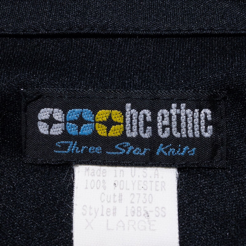 BC Ethic Club Shirt Men's XL Black Gray Shiny Camp Party USA Vintage