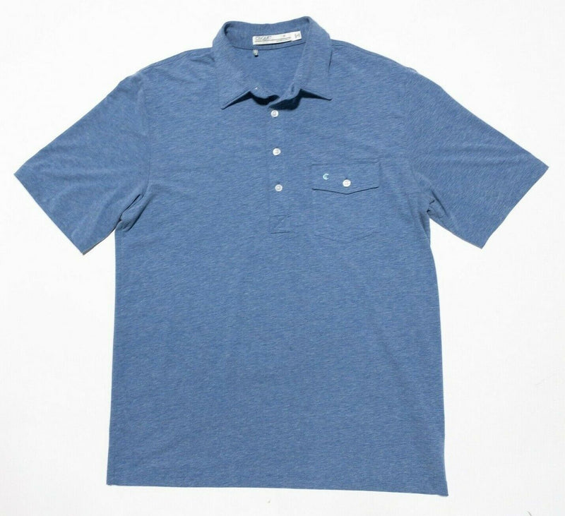 Criquet Polo Medium Men's Heather Blue Pocket Short Sleeve Golf Casual Logo