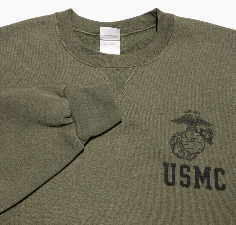 Vintage USMC Soffe Sweatshirt Men's Small Marines Crewneck Pullover Olive Green