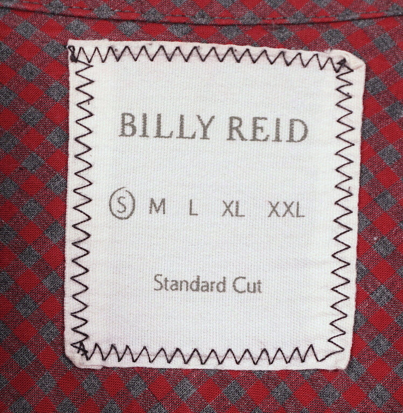 Billy Reid Men's Sz Small Standard Cut Red Gray Plaid Check Made in Italy Shirt