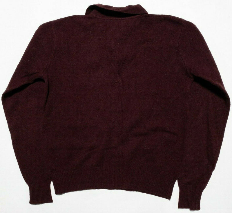 Polo Ralph Lauren Men's Medium 100% Lambswool Maroon Red Collared Sweater