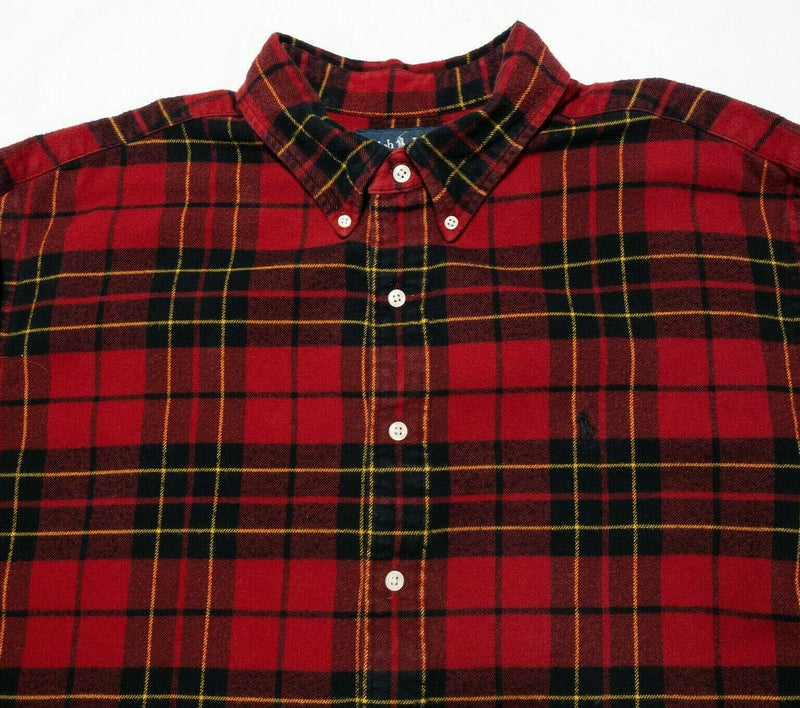 Polo Ralph Lauren Flannel XXL Classic Fit Men's Shirt Red Plaid Button-Down 2XL