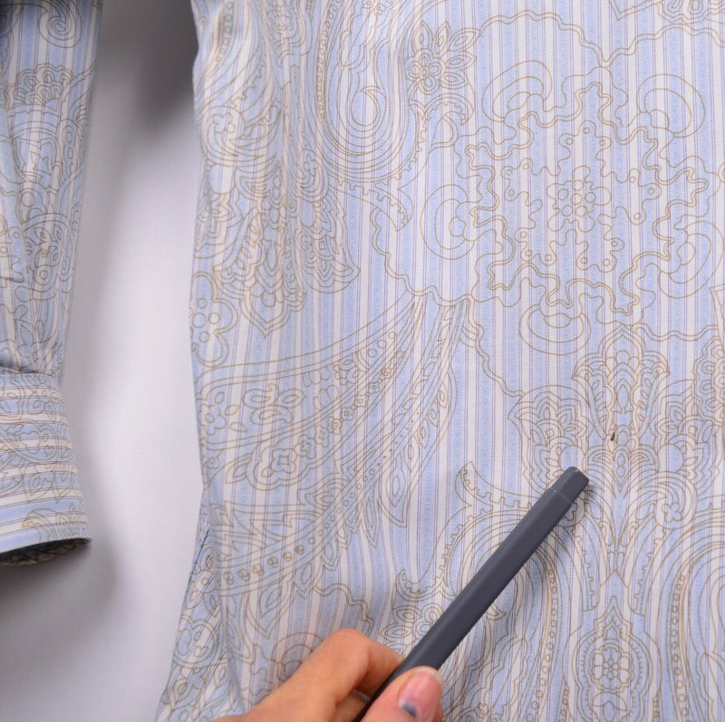 Ermenegildo Zegna Men's Sz 2XL Paisley Floral Striped Long Sleeve Italian Shirt