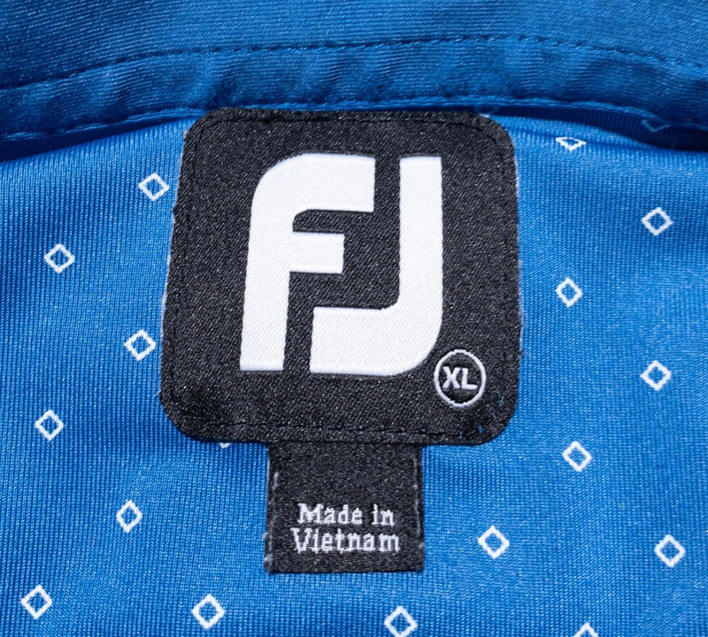FootJoy Golf Shirt Men's XL Blue Geometric Diamond Wicking Performance Polo