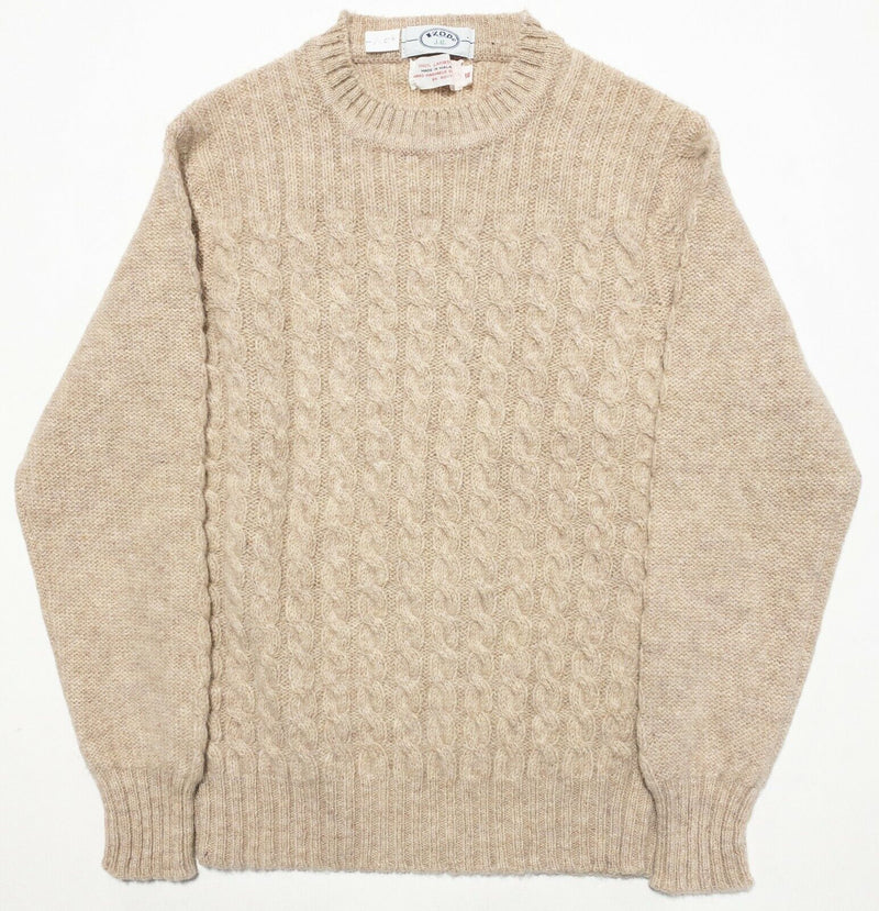 Vintage Izod J.G. Women's XS Beige Wool Cable-Knit Pullover Crew Neck Sweater