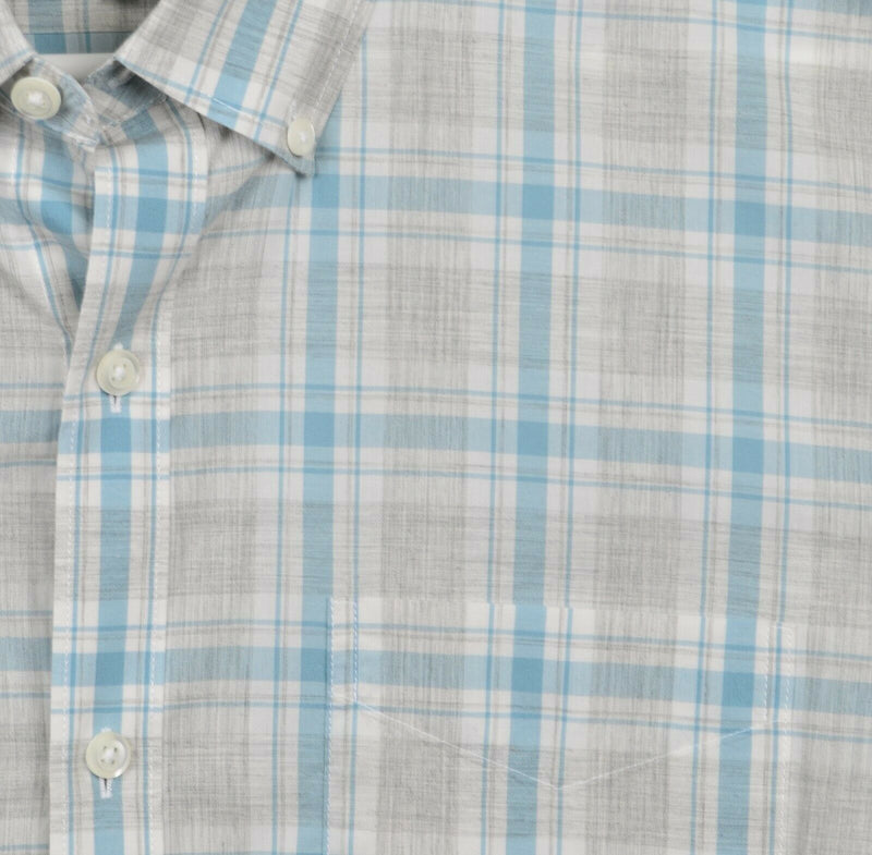 Bonobos Men's Large Slim Fit Gray Blue Plaid Long Sleeve Button-Down Shirt