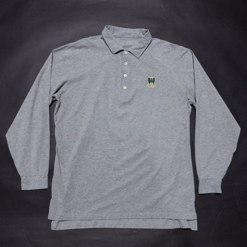 B. Draddy Long Sleeve Polo Men's Large Heather Gray Golf Casual Pine Valley
