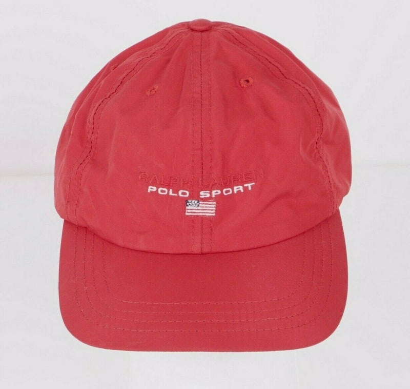 Polo Sport Ralph Lauren Men's USA Flag Solid Red 90s Made in USA Adjustable Hat