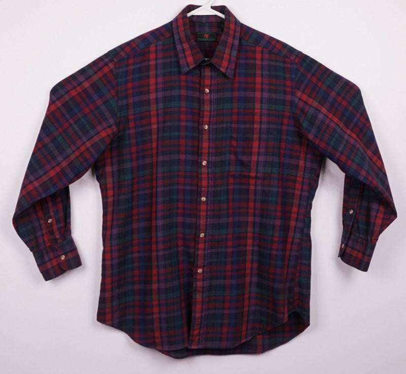 Vintage 80s Abercrombie & Fitch Men's Large Cotton Wool Red Check Flannel Shirt