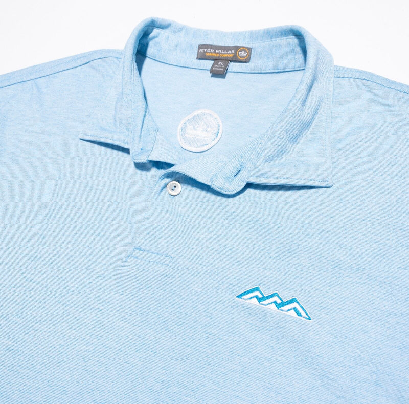 Peter Millar Summer Comfort Polo XL Men's Shirt Blue Wicking Golf Short Sleeve