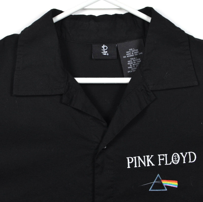 Pink Floyd Men's Large Dark Side of the Moon Black White Button-Front Shirt