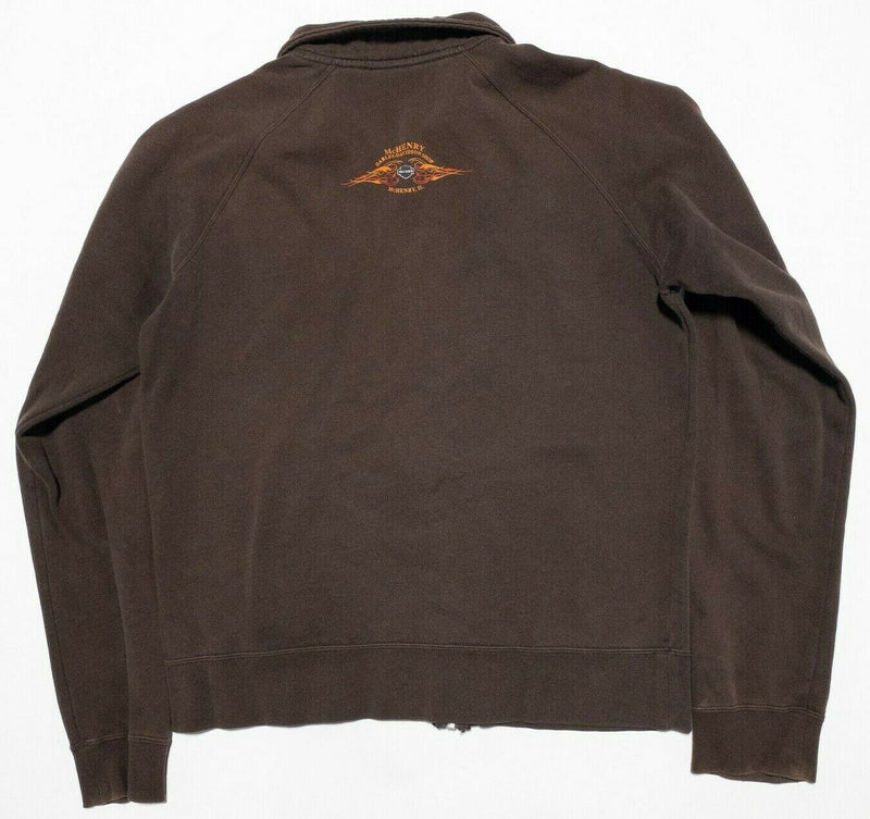 Harley-Davidson Sweatshirt Women's Large Brown Gold Letters Full Zip Biker