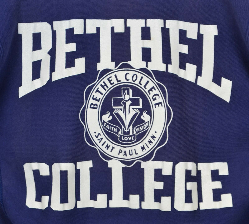 Vintage 80s Champion Men's Large Reverse Weave Warmup Bethel College Sweatshirt