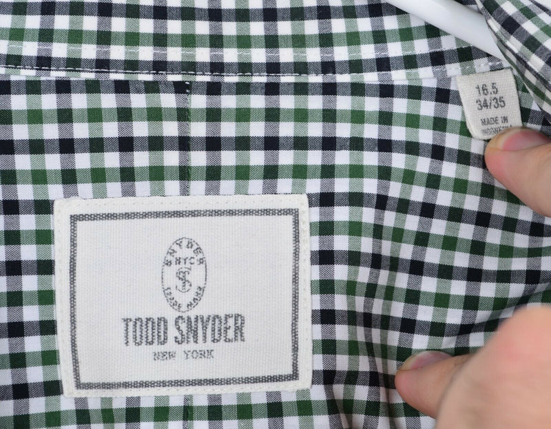 Todd Snyder Men's 16.5 34/35 (Large) Navy Green Plaid Check Button-Front Shirt