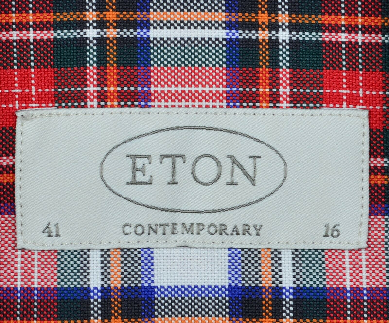 Eton Contemporary Men's 16/41 Red Tartan Plaid Button-Front Dress Shirt