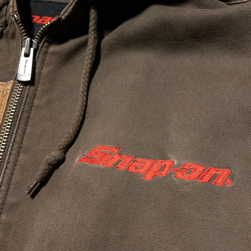 Snap-On Tools RA Colorblock Jacket Men's XL Brown Canvas Lined Full Zip Hooded