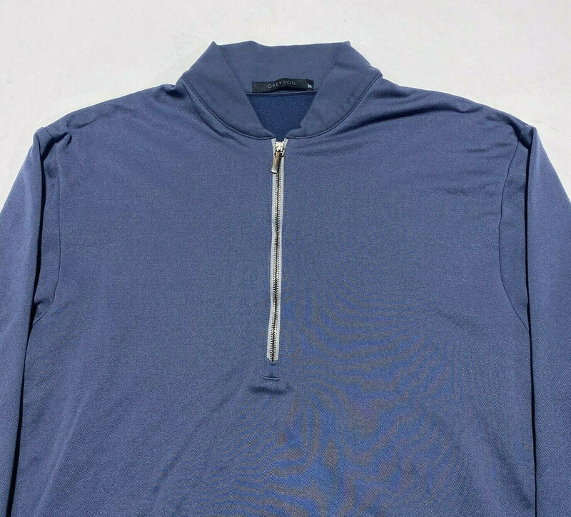 Greyson Men's Medium Solid Navy Blue 1/4 Zip Nylon Blend Wicking Golf Jacket