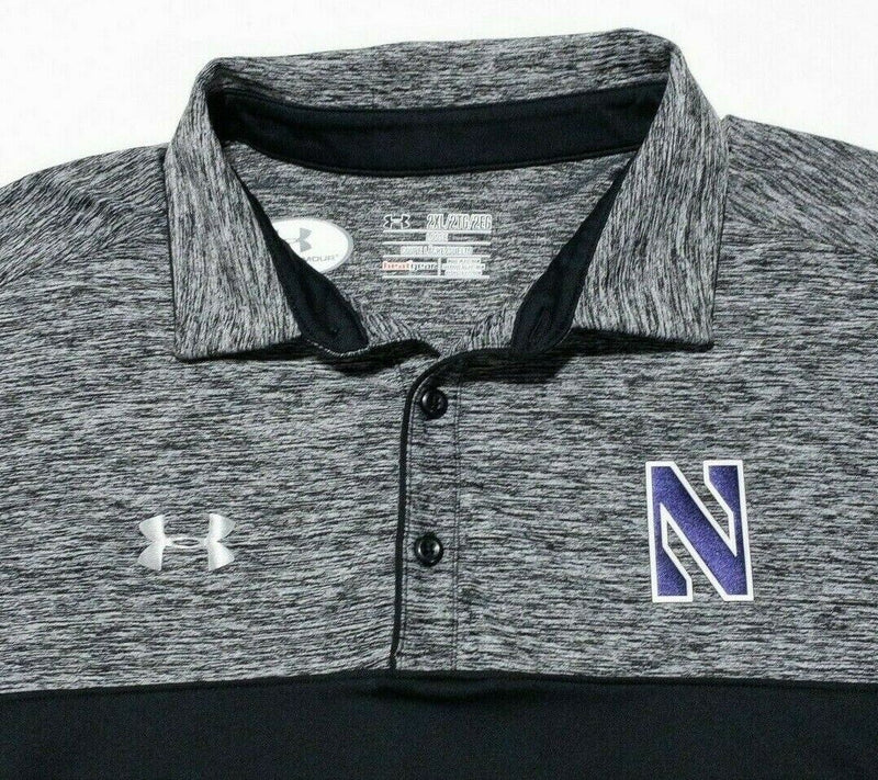 Northwestern Under armour 2XL Men Team Issue Football Heat Gear Polo Shirt Gray