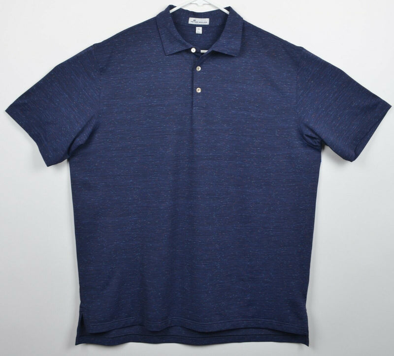 Peter Millar Men Sz XL Crown Sport Navy Blue Polyester Blend Golf Polo Shirt
