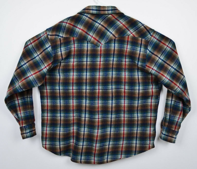 Pendleton Men's 2XL? Pearl Snap 100% Wool Navy Blue Plaid Flannel Shirt