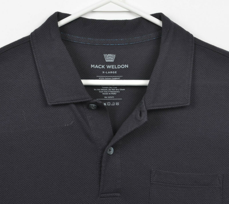 Mack Weldon Men's XL Solid Black Combed Cotton Modal Blend Athleisure Polo Shirt