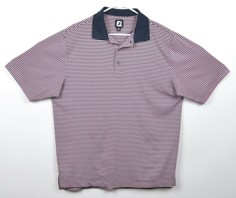 FootJoy Men's Sz Large Pink Navy Blue FJ Performance Golf Polo Shirt