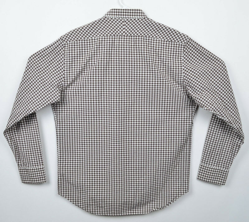 Billy Reid Men's Large Standard Cut Brown Gingham Check Plaid Long Sleeve Shirt