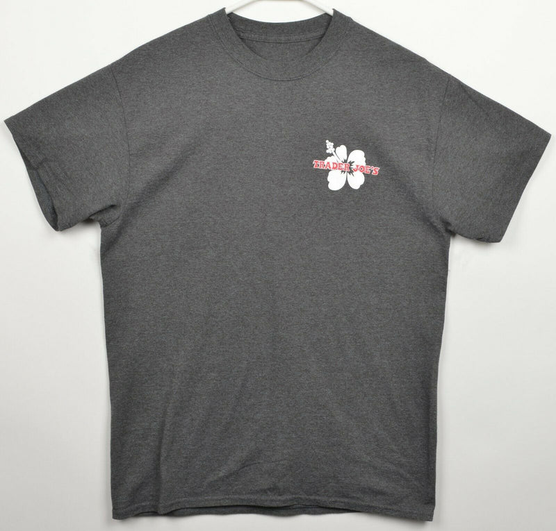 Trader Joe's Adult Small Hibiscus Flower Heather Gray Employee Uniform T-Shirt