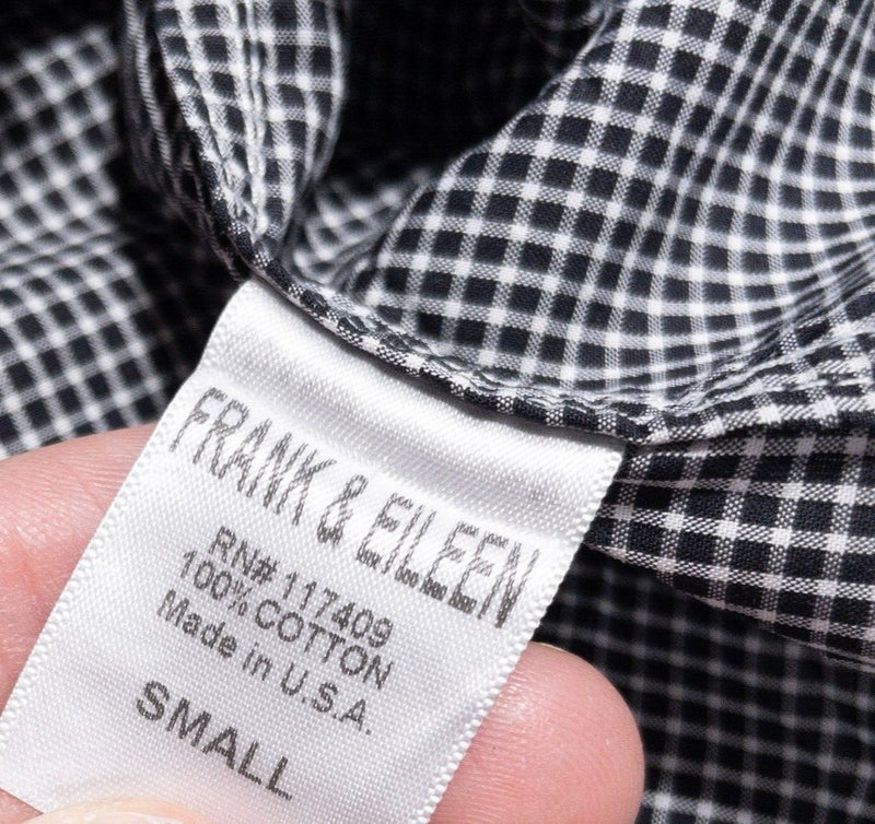 Frank & Eileen Shirt Women's Small Long Sleeve Button-Up Black Micro-Check USA