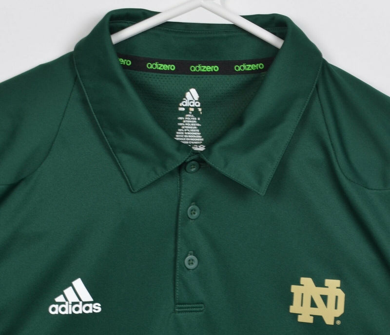 Notre Dame Men's Large Adidas Green ND Polyester Wicking Golf Polo Shirt