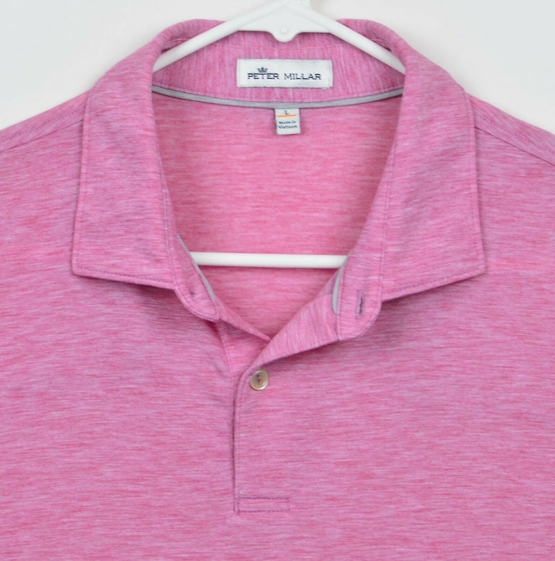 Peter Millar Men's Sz Large Crown Sport Heather Pink Golf Polo Shirt
