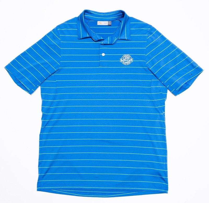 KJUS Golf Polo Small Men's Soren Big Stripes Blue Wicking Stretch Short Sleeve