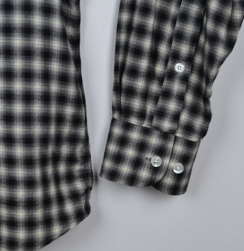 J. Lindeberg Men's Sz XL Black White Plaid Ward BD Soft Check Long Sleeve Shirt
