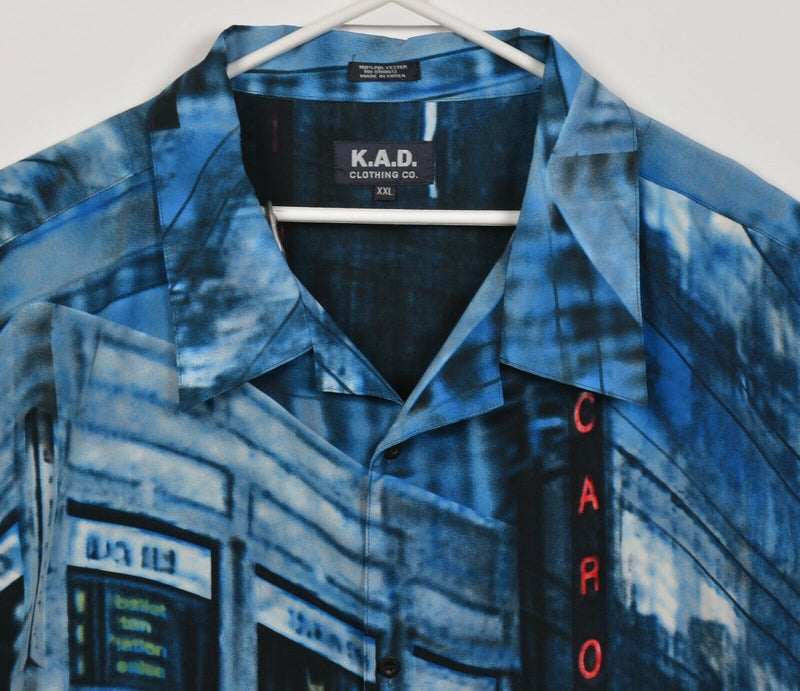 KAD Clothing Men's 2XL Street Scene All Over Polyester Hawaiian Y2K Camp Shirt