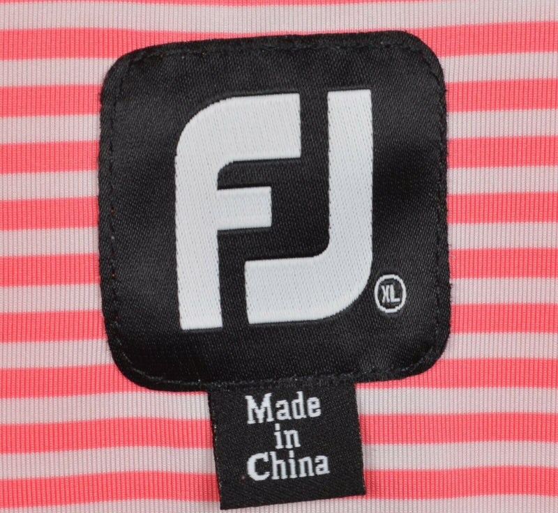 FootJoy Men's XL Pink White Striped FJ Golf Wicking Performance Polo Shirt