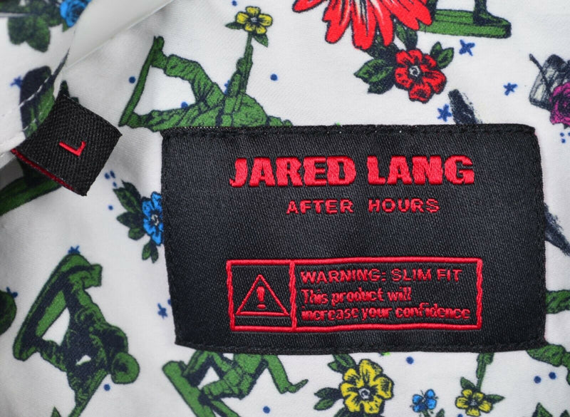 Jared Lang After Hours Men's Large Slim Fit Army Man Floral Button-Front Shirt