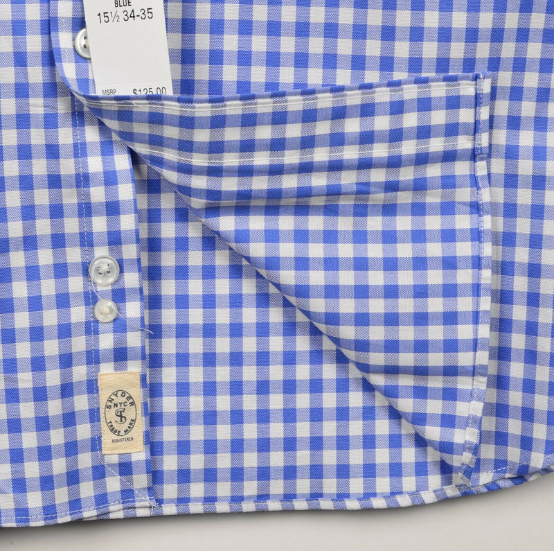 Todd Snyder Men's 15.5 34/35 (Medium) Blue Gingham Check Button-Front Shirt