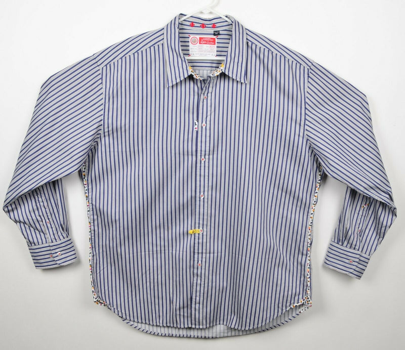 Robert Graham Men's Sz 3XL Freshly Laundered Blue Striped Long Sleeve Shirt