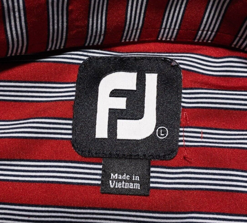 FootJoy Large Golf Shirt Men's Polo Red Striped Wicking Stretch Performance