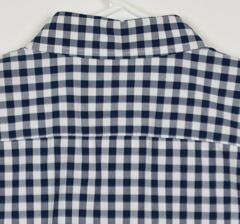 Bonobos Men's Medium Slim Fit Navy Blue Gingham Check Plaid Button-Down Shirt