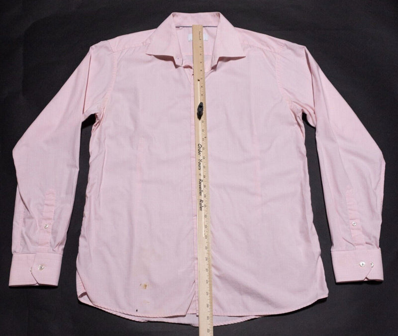 Eton Dress Shirt Men's 17/43 Slim Light Pink Plaid Long Sleeve Business Spread