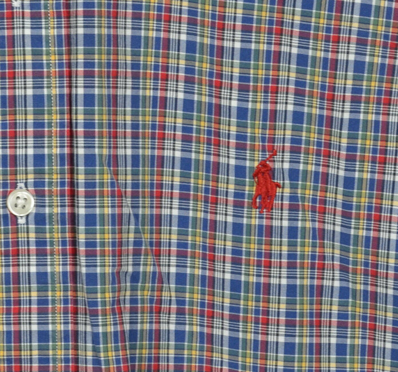 Polo Ralph Lauren Men's XL Custom Fit Blue Red Plaid Button-Down Shirt